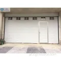 Porta de garagem seccional isolada de aço branco com pedestres